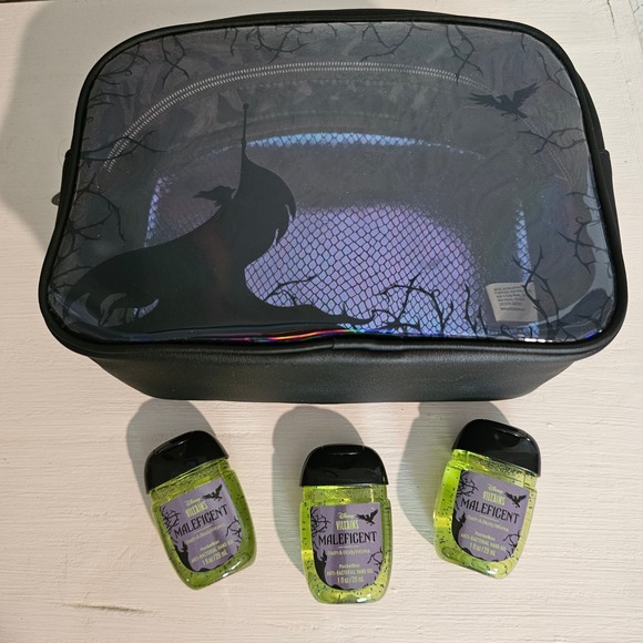 Bath & Body Works Handbags - Bath & Body Works Disney Villains Maleficent Makeup Bag & 3 Hand Sanitizers Set